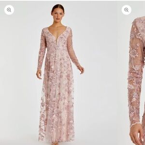 Mac Duggal Rose Pink Long Sleeve Embroidered Gown - #70224, Size 6